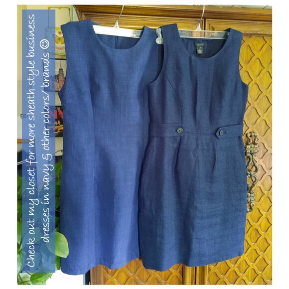 J. Crew Navy Blue Sheath Dress with Waist Tabs - Size 2P - Picture 15 of 16